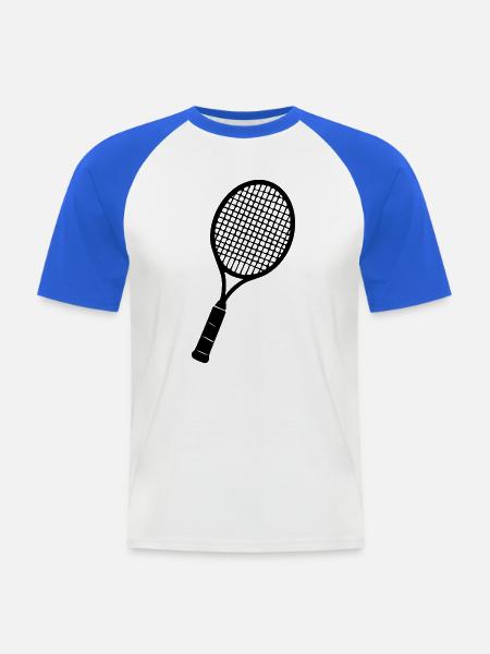 Badminton_Schlaeger_Geschenk_Badminton_Spieler - Männer Baseball-T-Shirt - Weiß/Royalblau