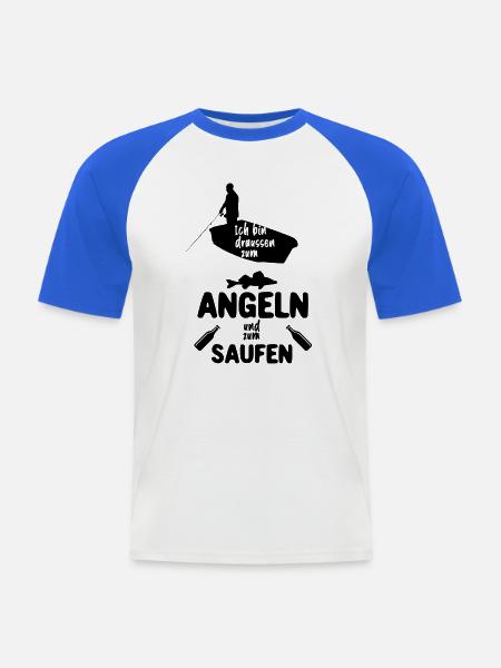 Angeln und Saufen - Männer Baseball-T-Shirt - Weiß/Royalblau