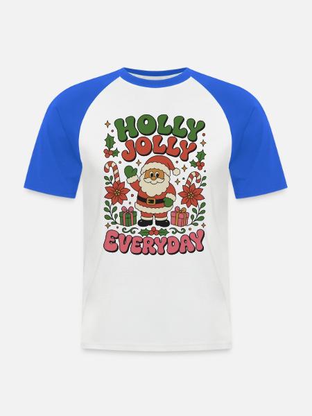 Holly Jolly Everyday - Männer Baseball-T-Shirt - Weiß/Royalblau