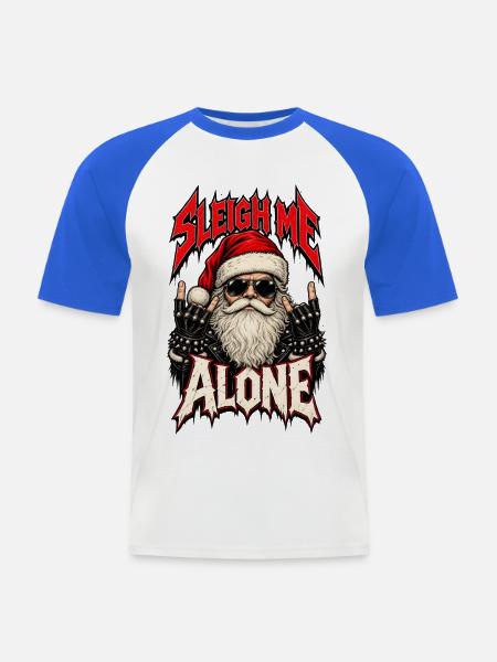 Sleh Me Alone, Santa Rock - Männer Baseball-T-Shirt - Weiß/Royalblau