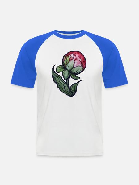 Petal Bloom Aquarell Pfingstrose - Männer Baseball-T-Shirt - Weiß/Royalblau