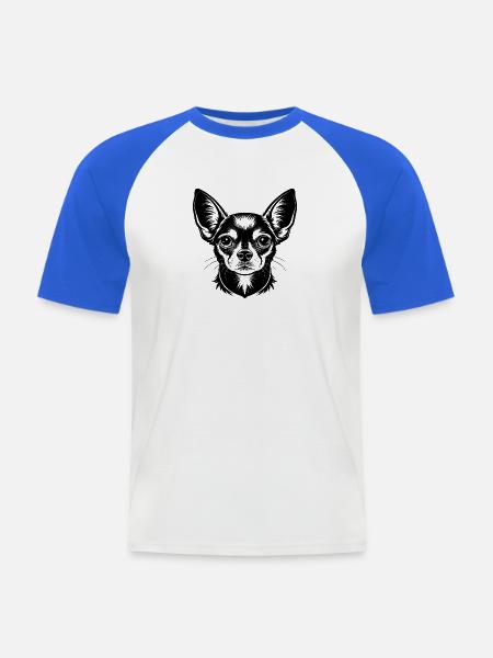 Chihuahua-Hundekopf - Männer Baseball-T-Shirt - Weiß/Royalblau