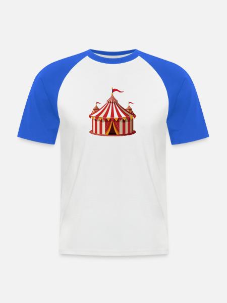 Zirkuszelt - Männer Baseball-T-Shirt - Weiß/Royalblau