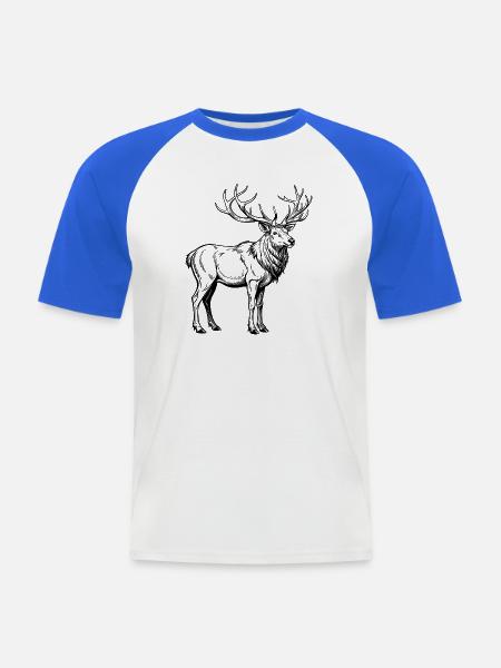 Elchhorn - Männer Baseball-T-Shirt - Weiß/Royalblau