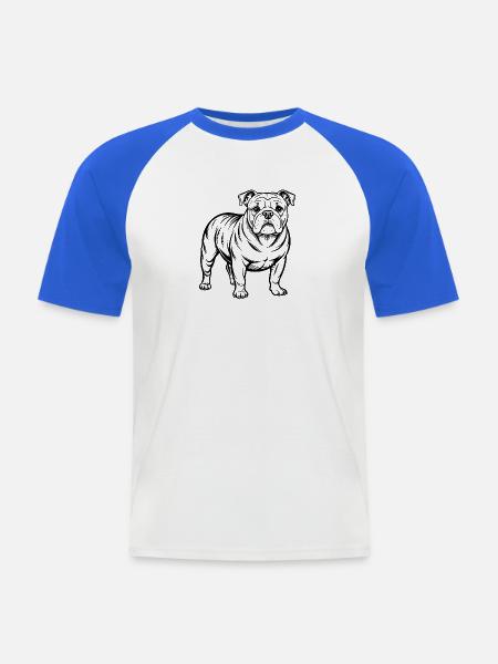Bulldog-Hund-Stand - Männer Baseball-T-Shirt - Weiß/Royalblau