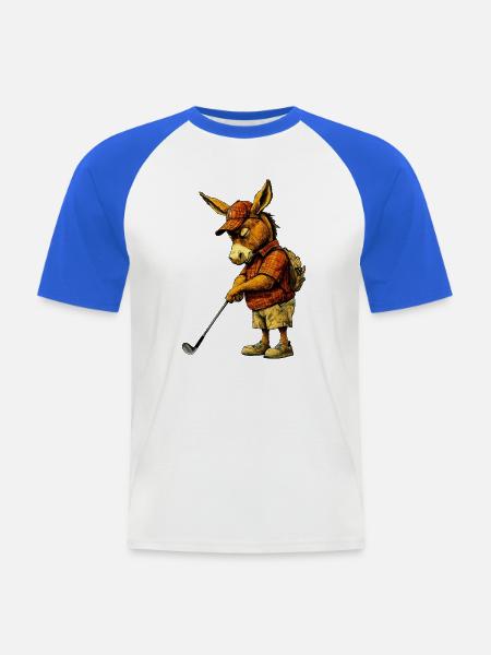 Esel Golfer / Golf Esel - Männer Baseball-T-Shirt - Weiß/Royalblau
