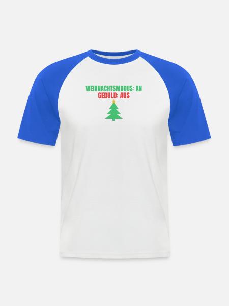 Weihnachtsmodus: an – Geduld: aus - Männer Baseball-T-Shirt - Weiß/Royalblau