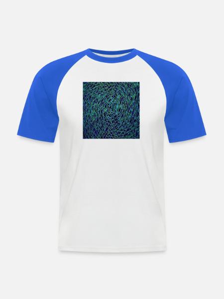 Kaleido Neon Muster - Männer Baseball-T-Shirt - Weiß/Royalblau