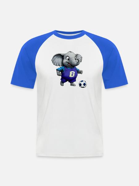 Elefanten Fussball / Fussballer Elefant - Männer Baseball-T-Shirt - Weiß/Royalblau
