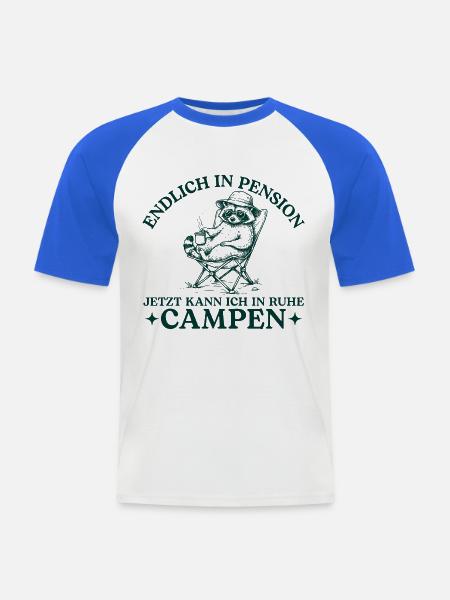 Pension Waschbär in Ruhe Campen - Männer Baseball-T-Shirt - Weiß/Royalblau