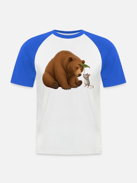 Bär und Maus - Männer Baseball-T-Shirt - Weiß/Royalblau