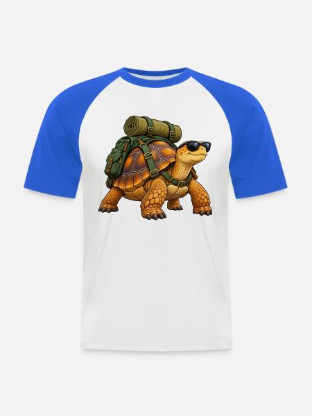 Wandernde Schildkröte - Männer Baseball-T-Shirt - Weiß/Royalblau