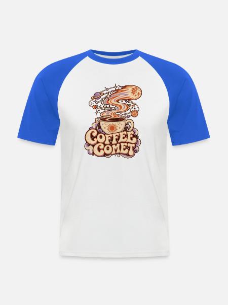 Kaffeekomet Kosmos-Illustration - Männer Baseball-T-Shirt - Weiß/Royalblau