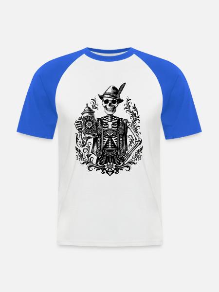 Bayerisches Skelett - Männer Baseball-T-Shirt - Weiß/Royalblau