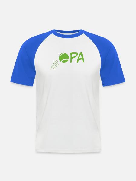 Opa mit Tennisball – Hellgrün - Männer Baseball-T-Shirt - Weiß/Royalblau