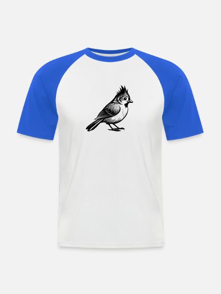 Büschelmeisen - Männer Baseball-T-Shirt - Weiß/Royalblau