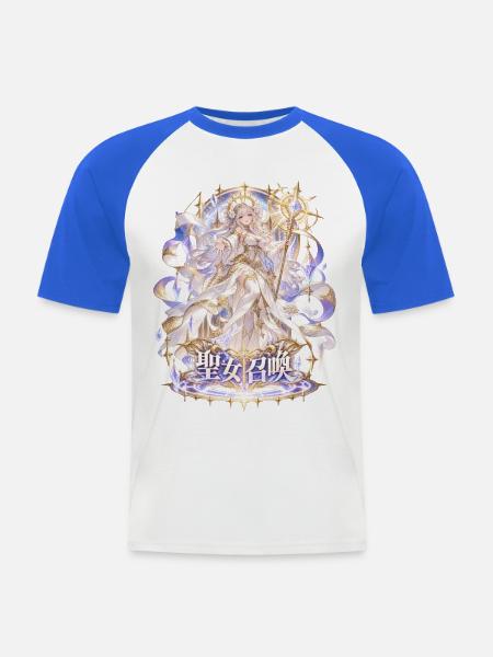 Heilige Schimmergöttin mit goldenem Stab - Männer Baseball-T-Shirt - Weiß/Royalblau