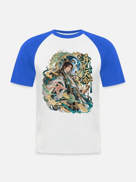 Schicksalsmeister in Jade-Robe - Männer Baseball-T-Shirt - Weiß/Royalblau