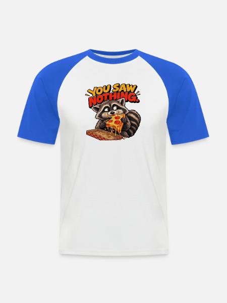 Pizza Thief Waschbär – Spaßiger Retro-Stil - Männer Baseball-T-Shirt - Weiß/Royalblau