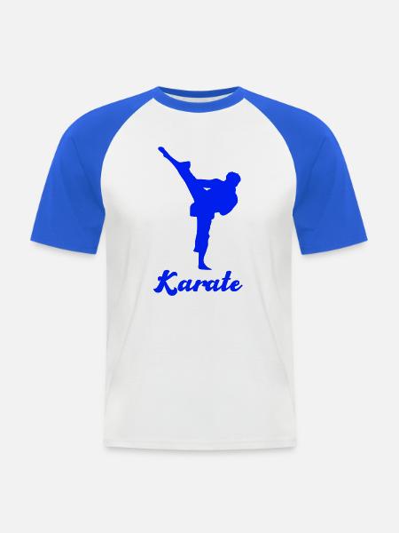 Karate Silhouette Blau - Männer Baseball-T-Shirt - Weiß/Royalblau