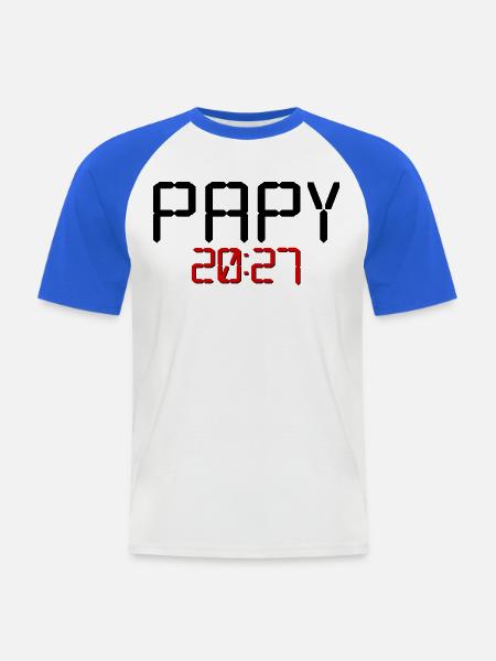 Großvater-Baby 2027, Frankreich - Männer Baseball-T-Shirt - Weiß/Royalblau