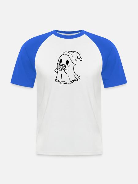 Baby-Geist-Halloween - Männer Baseball-T-Shirt - Weiß/Royalblau