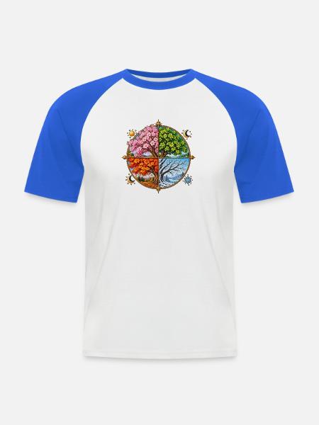 Jahreszeiten Baumkreis - Männer Baseball-T-Shirt - Weiß/Royalblau
