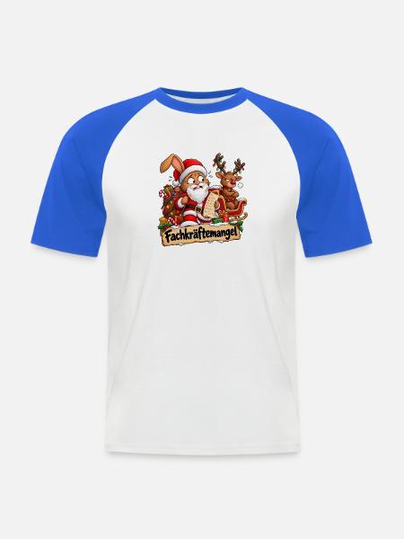 Weihnachtschaos - Männer Baseball-T-Shirt - Weiß/Royalblau