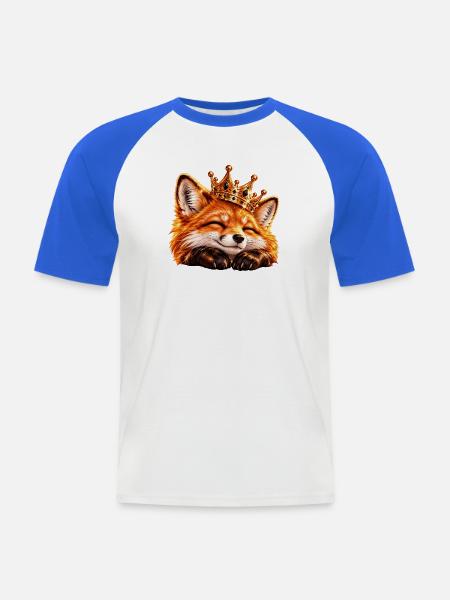 Königlicher Fuchs mit Krone - Männer Baseball-T-Shirt - Weiß/Royalblau