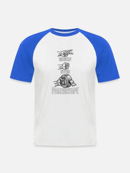 Schere Stein Panzertape - Männer Baseball-T-Shirt - Weiß/Royalblau