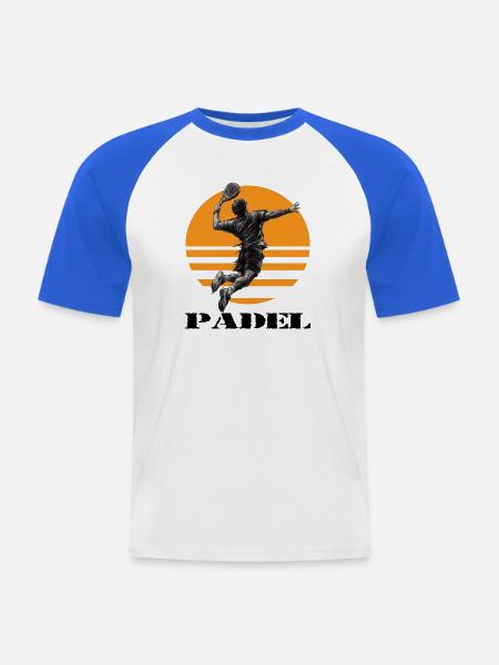 Padel - Männer Baseball-T-Shirt - Weiß/Royalblau