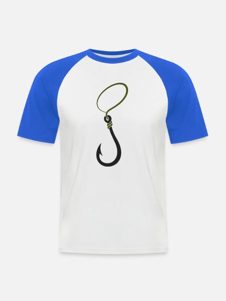 Fischhaken mit grünem Seil - Männer Baseball-T-Shirt - Weiß/Royalblau