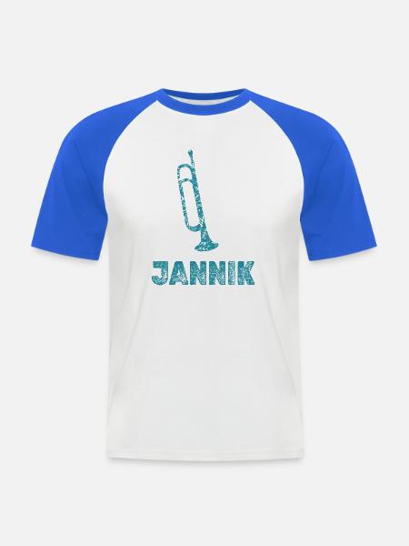 Geschenk für Jannik - Männer Baseball-T-Shirt - Weiß/Royalblau