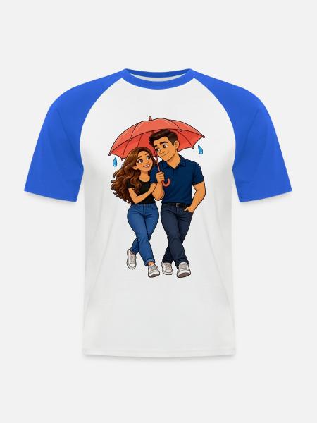 Umbrella Love Duo Rain - Männer Baseball-T-Shirt - Weiß/Royalblau