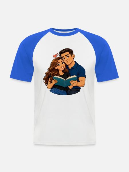 Paarliebe lesen - Männer Baseball-T-Shirt - Weiß/Royalblau