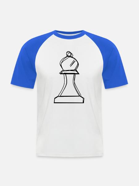 Schachläufer handgezeichnet - Männer Baseball-T-Shirt - Weiß/Royalblau