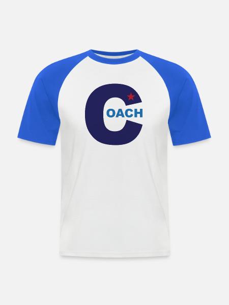 Trainer - Männer Baseball-T-Shirt - Weiß/Royalblau