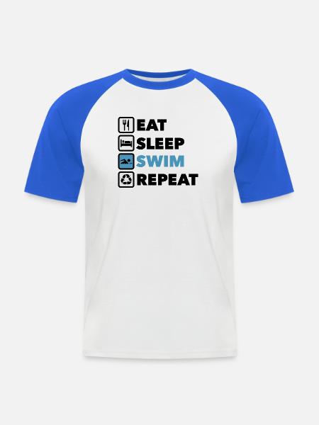 SWIM Active Living: Sportikonen - Männer Baseball-T-Shirt - Weiß/Royalblau