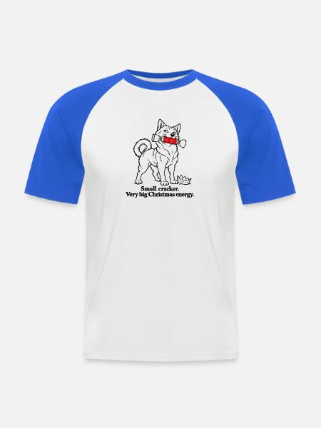 Shiba Inu mit großer Weihnachts-Cracker-Energie - Männer Baseball-T-Shirt - Weiß/Royalblau