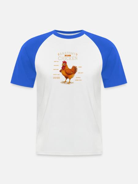 Anatomie eines Huhns – lustiges Huhn - Männer Baseball-T-Shirt - Weiß/Royalblau