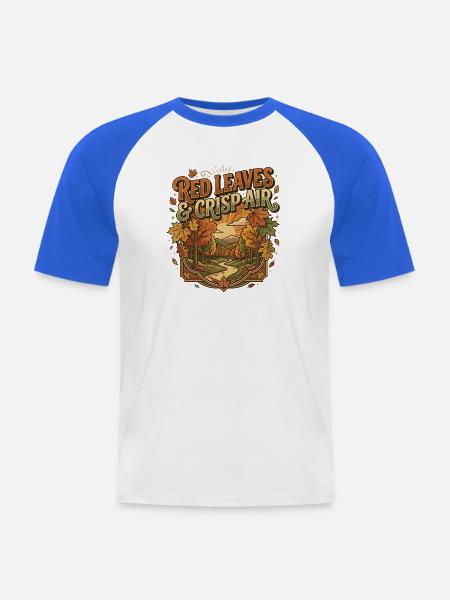 Rote Blätter und frische Luft - Männer Baseball-T-Shirt - Weiß/Royalblau