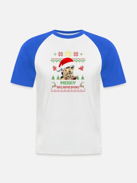 Archimedes Merry Archimedmas - Männer Baseball-T-Shirt - Weiß/Royalblau