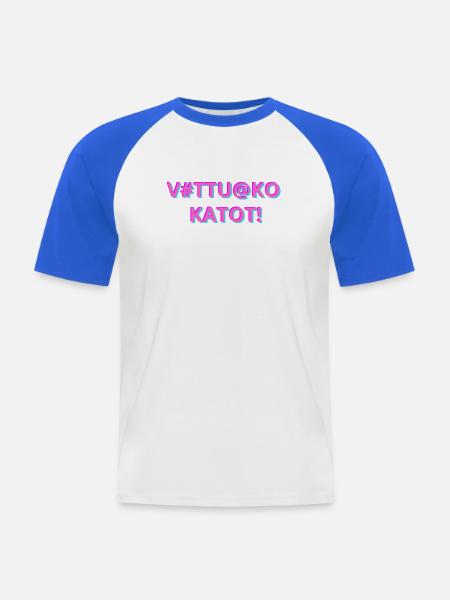 V#TTU@KO Neon-Glitch auf Dächern - Männer Baseball-T-Shirt - Weiß/Royalblau