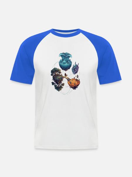 Schwebende Fantasy Inseln – Epische Reise - Männer Baseball-T-Shirt - Weiß/Royalblau