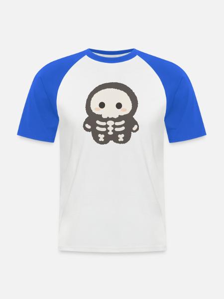Kawaii-Skelettplüsch-Charme - Männer Baseball-T-Shirt - Weiß/Royalblau