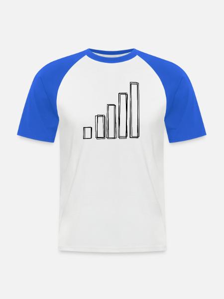 Signalbalken handgezeichnet - Männer Baseball-T-Shirt - Weiß/Royalblau