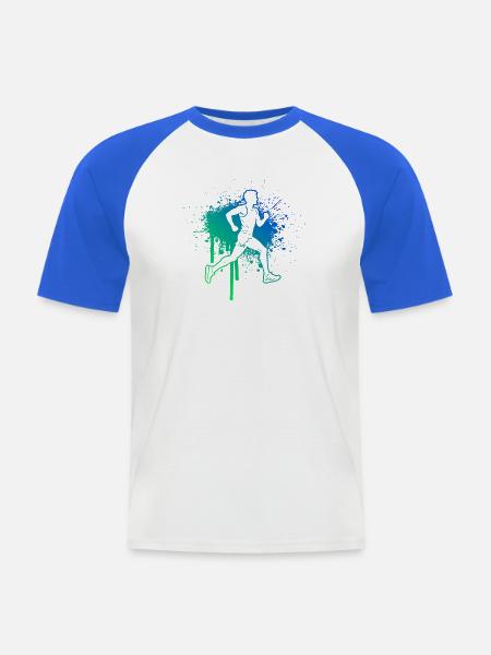 Marathonlaufen Geschenkidee für ein Marathonläufer - Männer Baseball-T-Shirt - Weiß/Royalblau