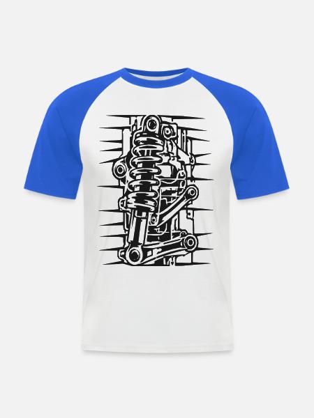 Coilover Lineart Federungskunst - Männer Baseball-T-Shirt - Weiß/Royalblau