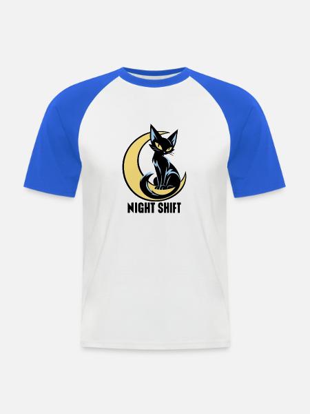Mondkatze Nachtlicht - Männer Baseball-T-Shirt - Weiß/Royalblau