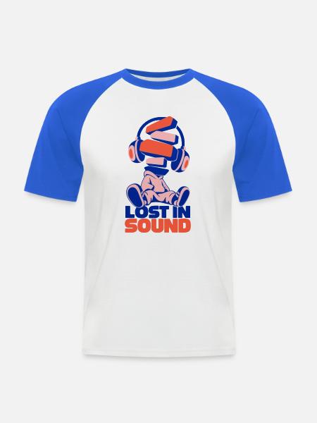 Lost in Sound Bücherkopf - Männer Baseball-T-Shirt - Weiß/Royalblau